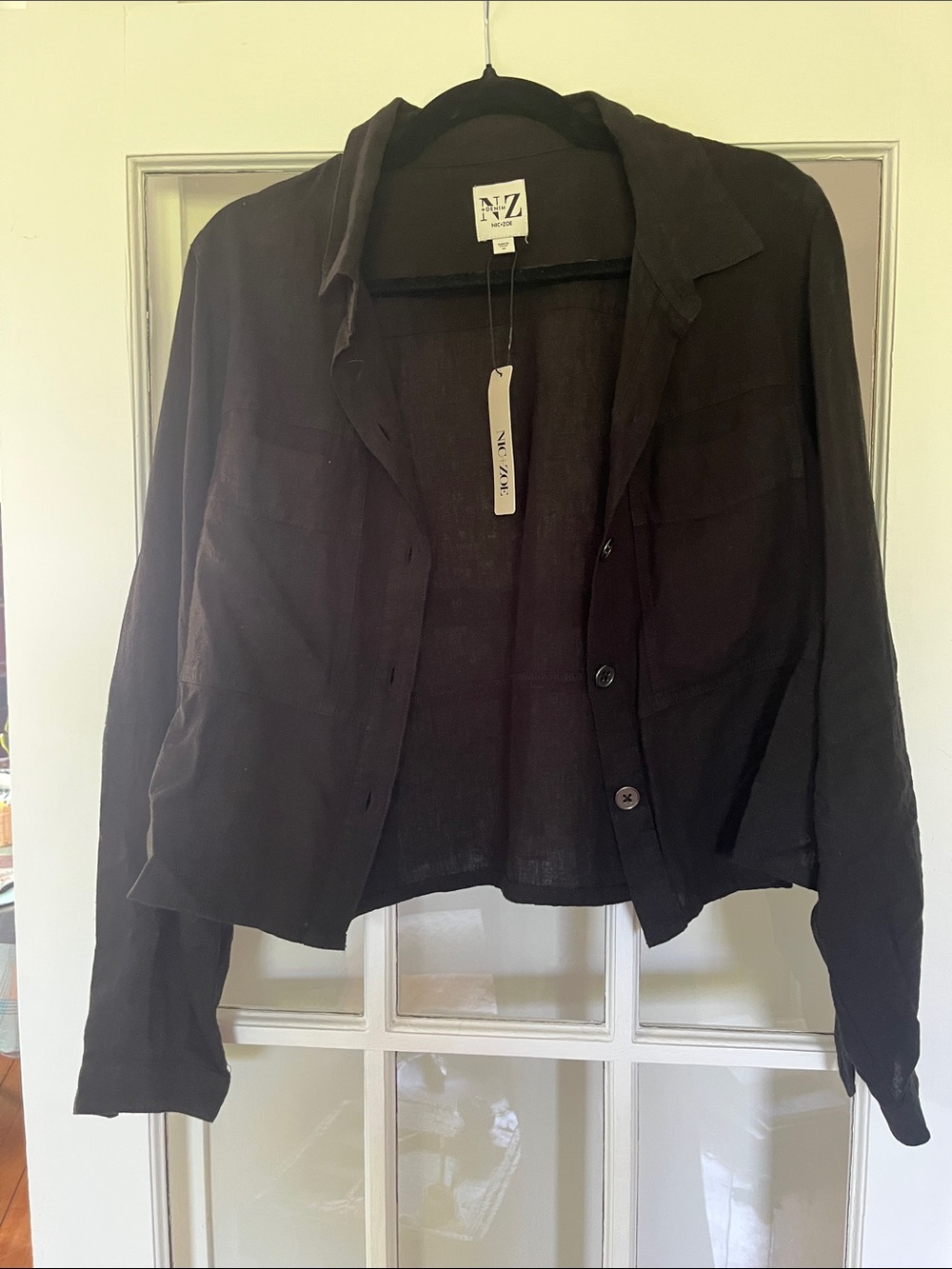 NIC+ZOE Black Button-Front Lightweight Jacket